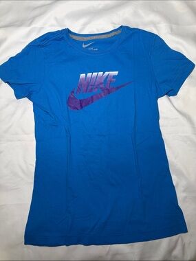 Nike Bright Blue Tee with Purple Gradient Logo